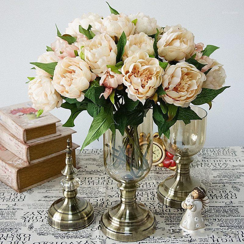 

High quality artificial flowers peony 3 Heads silk flowers home decoration wedding Free Shipping1