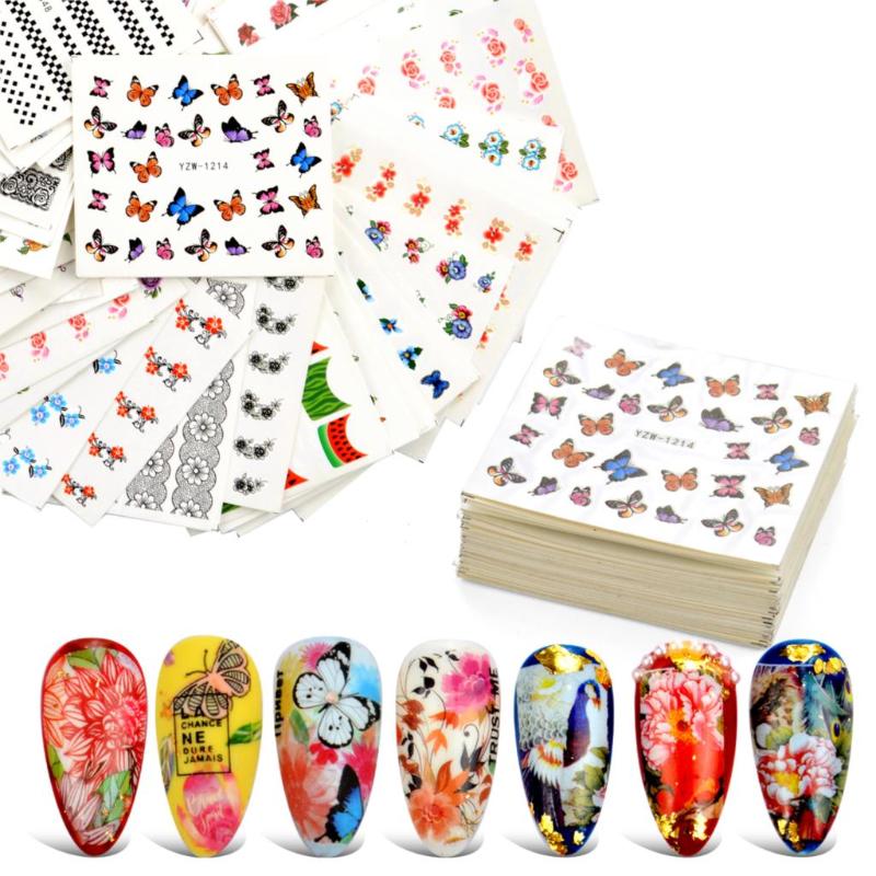 

LCJ 1 Set Nail Water Sticker Flower Flamingo Beauty Slider Bloom Colorful Plant Pattern 3D Manicure Sticker, Y-008