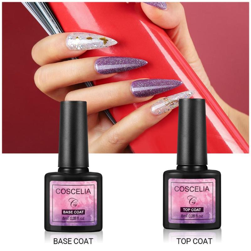 

COSCELIA Top Base Coat UV Gel Polish Soak Off Strengthen 8ml Long Lasting Nail Art Manicure Gel Nail Primer Reinforce Tools