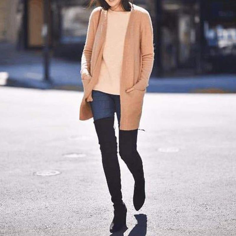 

PUIMENTIUA Women's Sexy Pointed Toe Over-knee Boots Warm Boots 2020 New Autumn and Winter Block Heel Lace Up Elastic, Black