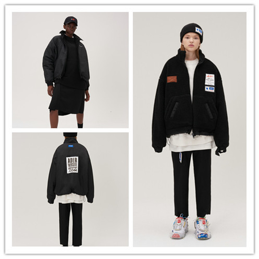 

2021 New Black Lamb Wool Adererror Zip Fleece Jacket Men Women Wear on Both Sides Streetwear Ader Error Jackets 8vfg