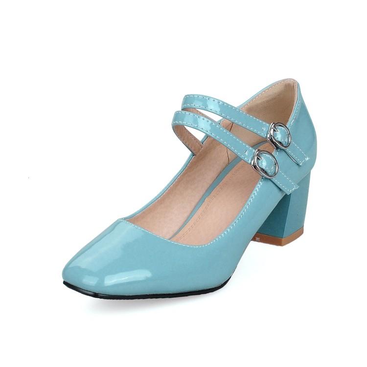 

Big Size Square head Mary Jane single shoes ladies high heels women shoes woman pumps, Black