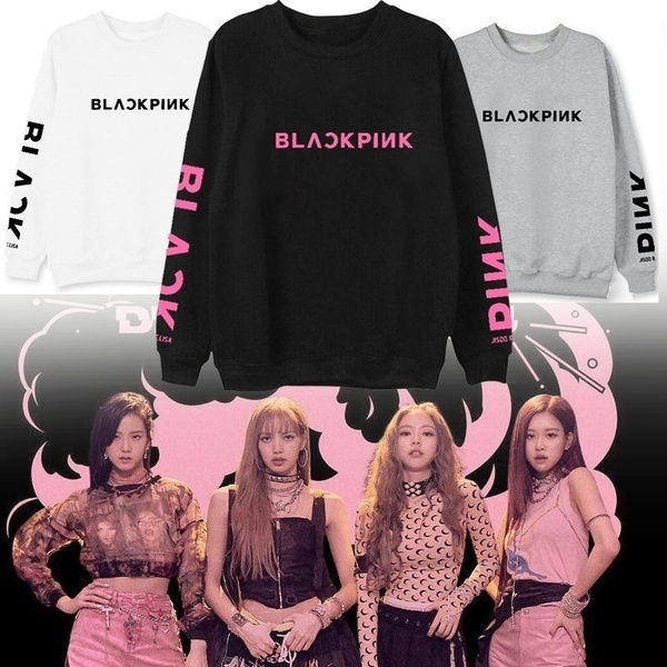 

new blackpink sweater jennie jisoo lisa rose pullover sweatshirt korea fashion sweater, White