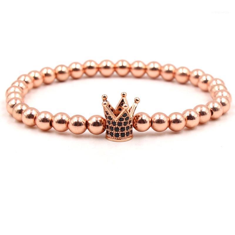 

Fashion 6mm Hematite Beads Bracelet Pave CZ 4 Color Crown DIY Bangle For Women&Men Classic Jewelry Handmade Charm Gifts Beaded, Strands, Black