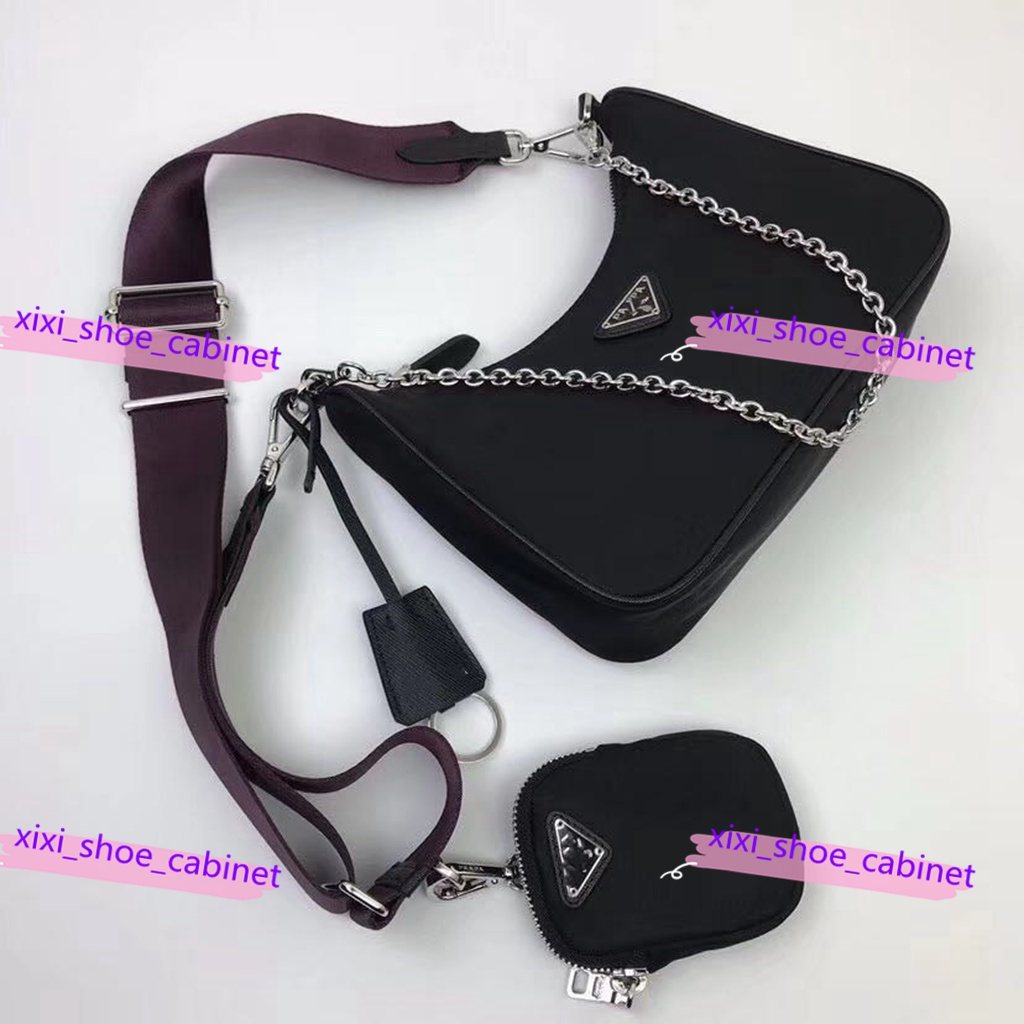 

2021 upNylon Hobo Canvas Crossbody Bag Messenger Handbags Shoulder Bag for Women Classic Bags Zipper Fashion Chest Chain Tote Key Wallet, Black