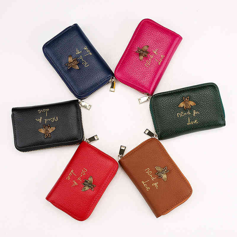 

Layer Leather Organelle Card Bag with Cow Hide and, Red