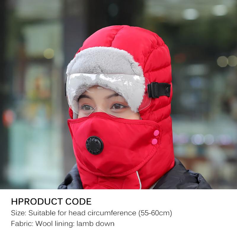 

Winter Hat With Velvet With A Mask And Glasses Windproof Cashmere Beanies Thick Warm Vogue Ladies Wool Angora Hat Female, Blue