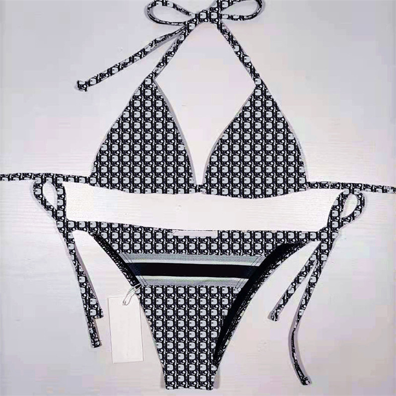 

Full Letters Printed Bikini Sets Sexy Women Swimwear Designer Split Swimsuit Elastic Soft Swimming Suit Holiday