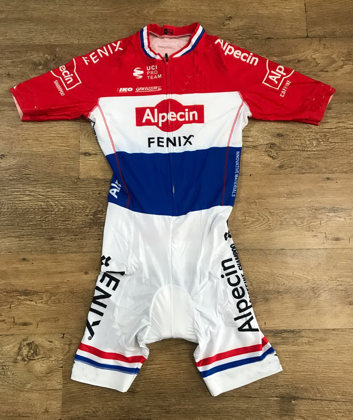 

HIGH QUALITY MEN'S SKINSUIT BODYSUIT BICYCLE JERSEY CYCLING WEAR 2020 ALPECIN FENIX PRO TEAM WHITE NL CHAMPION WITH POWER BAND SIZE:-4XL, Red