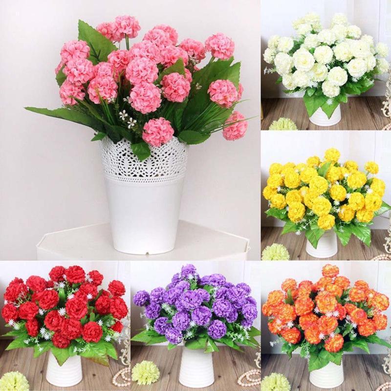 

9 Heads Artificial Flower for Decoration Silk Hydrangea for Wedding Home Party Decor Fake Flowers Big Bouquet1, Red