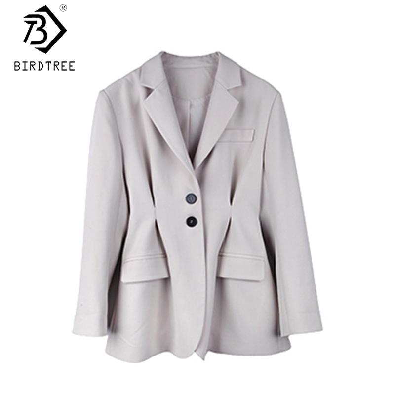 

2021 Autumn Fashion Woman Coats Notched Women Blazers Pockets Full Sleeve Single Breasted Tops Outerwear C08702K, Black