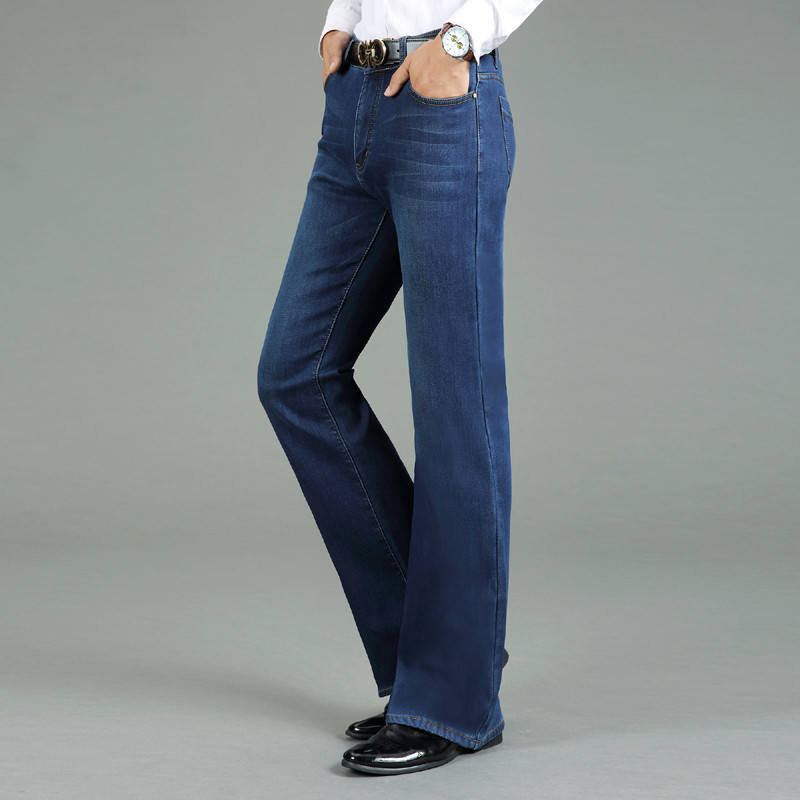 

Winter Men's Thick Brem Trousers with Hot Horns and Flare Pants Micro-horn Blue Stretch Jeans Size -38 Zduj, 605 blue