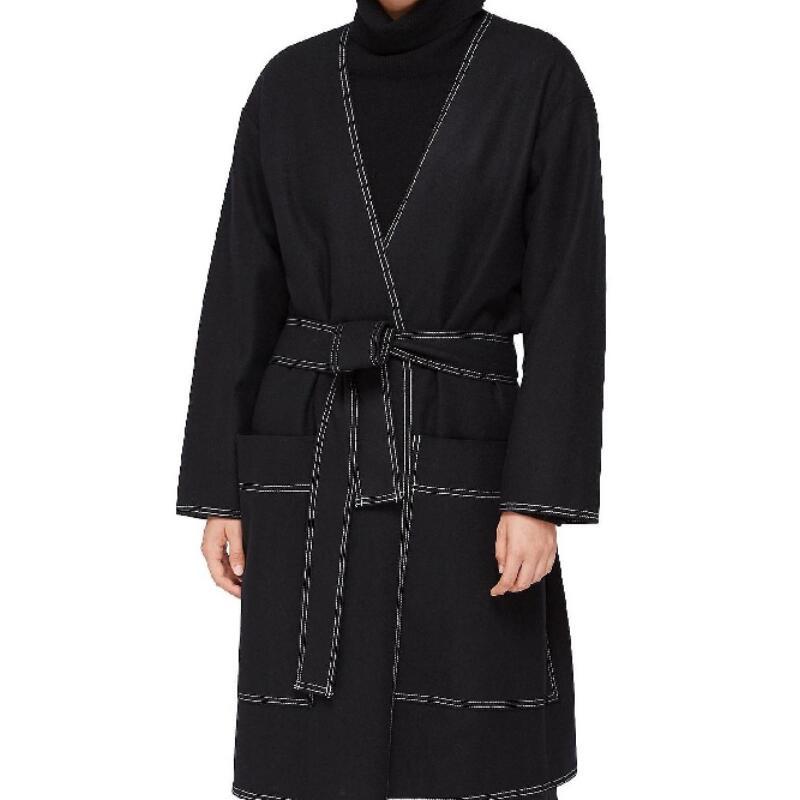 

HOT/Spring Men' New Fashion Personalized Customization Large Mid-length single-breasted belted jacket /-6XL, Black