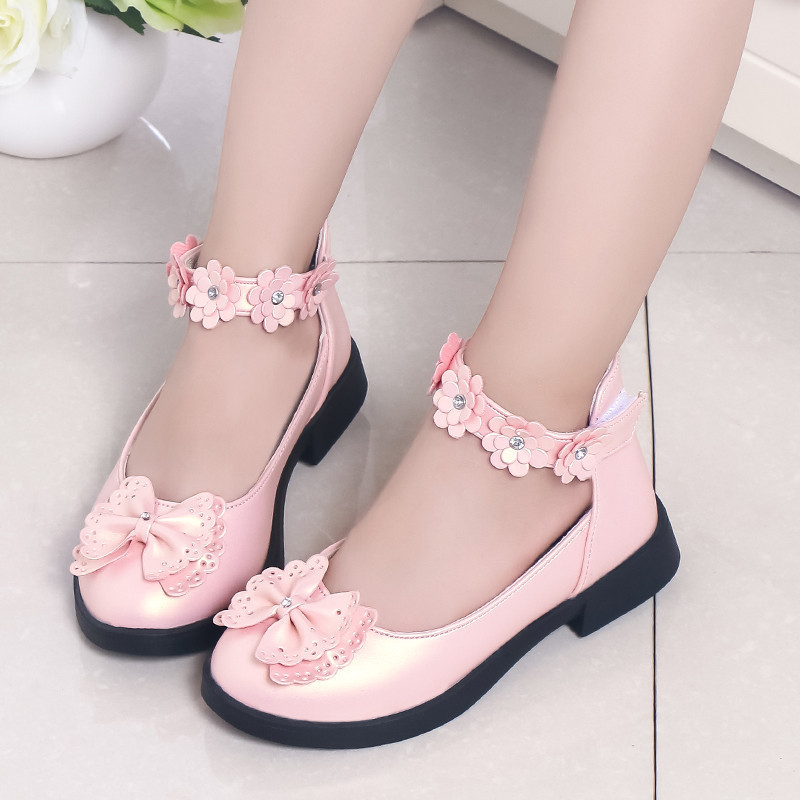 

Leather Children White Kids Waterproof Soft Princesses Flower Wedding Party Shoes For Teens Girl School Autumn New, Gold
