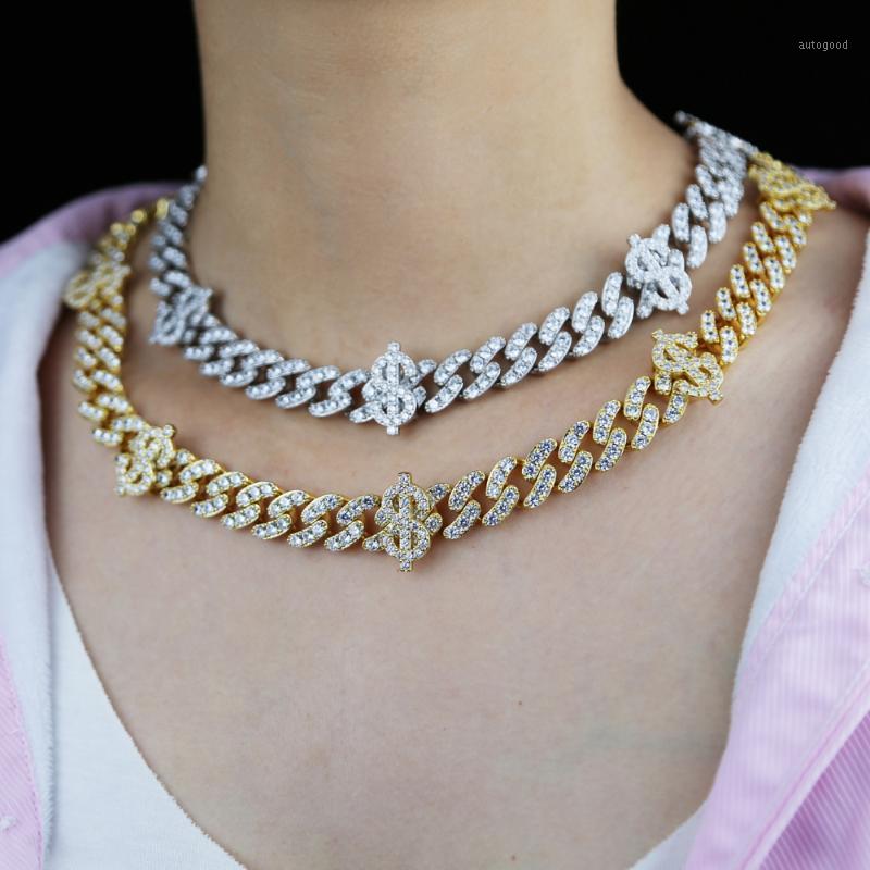 

Chokers 2021 Hip Hop US Dollar Necklace Iced Out Sparkling Cubic Zircon Men/Women Money Chocker Necklaces Cuban Chain High Quality1