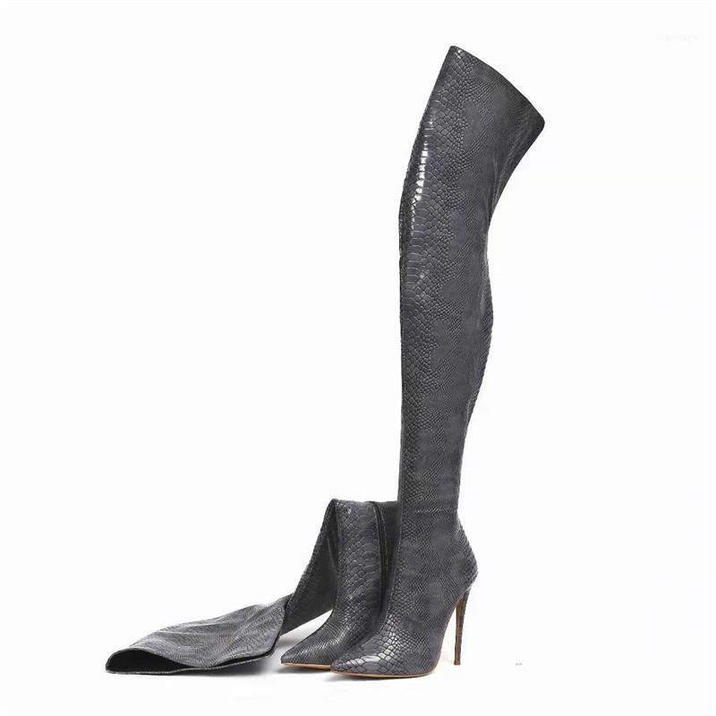 

YECHNE 2020 Autumn Winter Women Boots Stretch Slim Thigh High Boots Fashion Over The Knee High Heels Shoes Woman Sapatos1, Blue