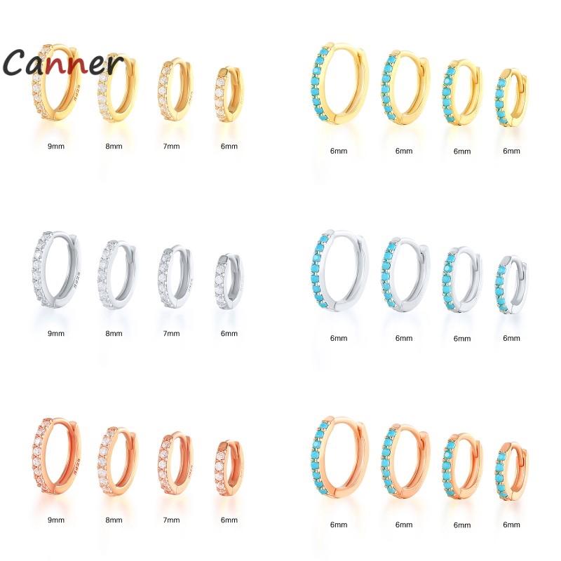 

Canner S925 Sterling Silver Small 9mm Hoop Earrings For Women Luxury Crystal Zircon Hoops Piercing Pendiente Ohrringe Jewelry