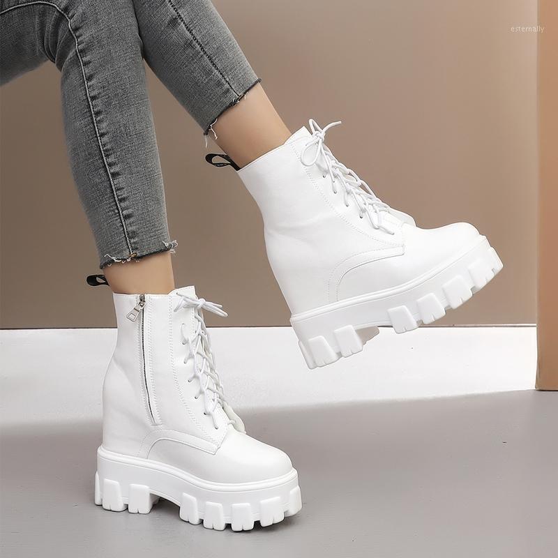 

2020 New fashion Women white ankle Boots motorcycle Boots Female Autumn Winter Shoes Woman punk Thick bottom size 34-391