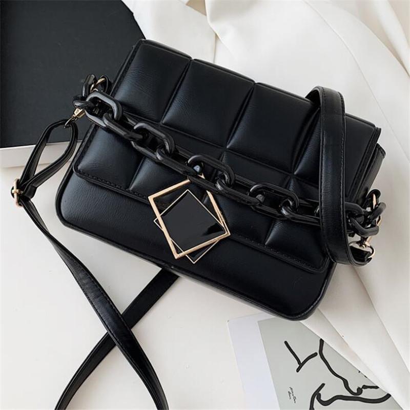 

2021 new fashion high quality PU soft leather women's designer shoulder bag messenger bag retro chain handbag, Photo color