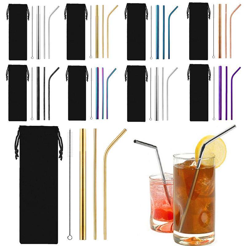 

Juice Stainless Steel Reusable Drinking Straws 6*215mm 5pcs/Set Home Supplies Cocktail Straight Bent with Cleaner Brush Kit1