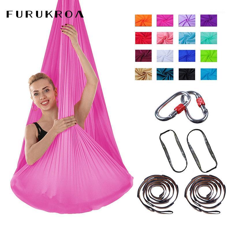 

Aerial Yoga Hammock Flying Yoga Belt Silk Swing Anti Gravity Training Women Sport Elastic Widen Band Fitness Full Set X245B1, Black