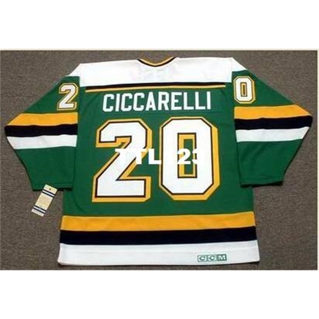 

740 #20 DINO CICCARELLI Minnesota North Stars 1988 CCM Vintage Hockey Jersey or custom any name or number retro Jersey, White