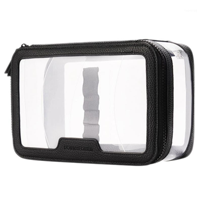 

Women Layer Cosmetic Bag PU Make Up Organizer Bags Travel Waterproof Toiletry Storage Pouch Beauty Makeup Cases Box1, Transparent