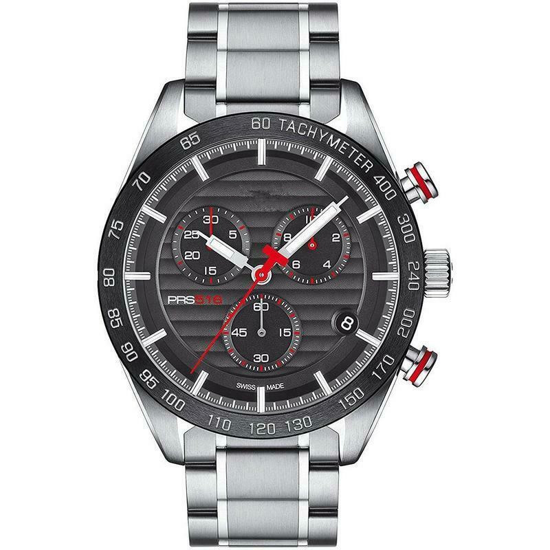 

T100.417.11.051.01 PRS 516 silver stainless steel Chronograph men's Watch, Black