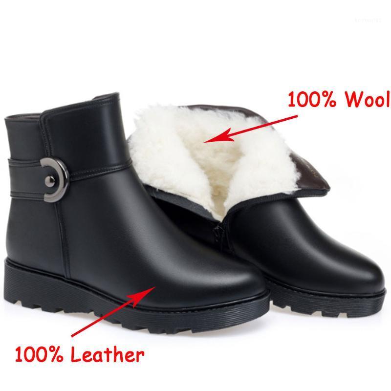 

Brand New Big size 43 Genuine Leather Keep Warm Wool Plush Fur Winter Snow Boots Woman Shoes Ankle Boots1, Black fur
