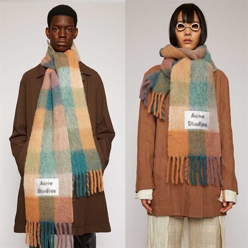 

Acne Smiley Scarf Neutral Unisex Warm Wool Shawl Tassel In Spring Autumn And Winter Shawls Cashmere 211224