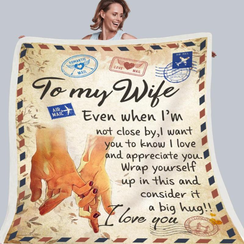 

Double-layer Family Envelope Blanket Soft Flannel Blanket Warm Print Stamps For Parents Daughter Son Gift