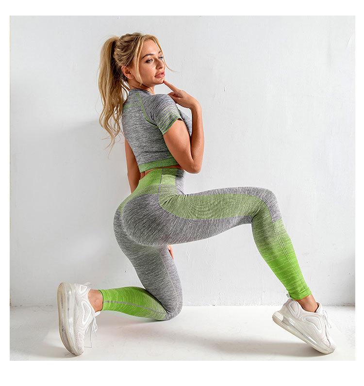 

Women Yoga Sets Yoga Short Sleeve High Waist Sport Leggings Gym Set Clothes Sports Suit Fitness Top Shirt suit, Brapantsblue