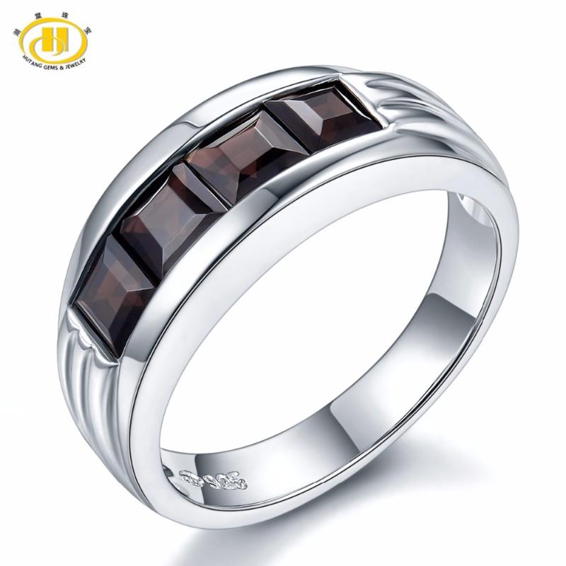 

Cluster Rings Hutang 1.92Ct Mystery Black Garnet Solid 925 Sterling Silver Ring Women Trendy Fine Jewelry January Birthstone Natural Gemston