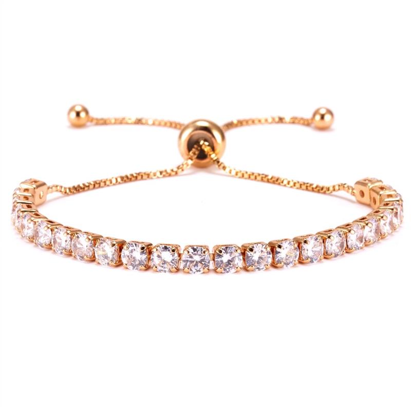 

Charm Bracelets Rinhoo Classic Shiny Crystal Adjustable CZ Zircon Tennis Bracelet For Women Wedding Party Jewelry
