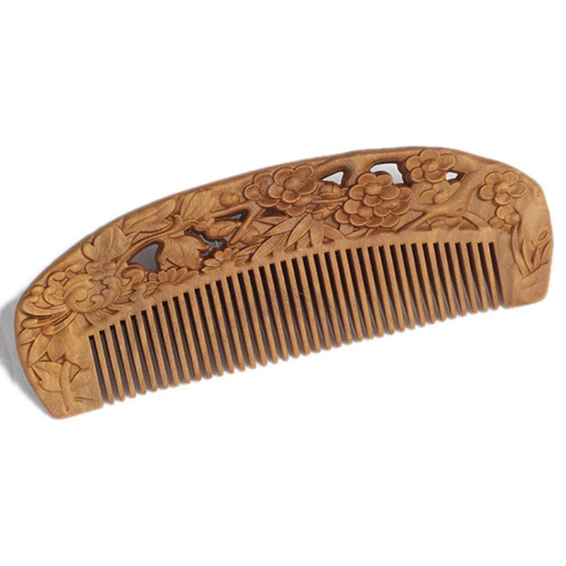 

Hair Brushes 1PC China Style Pocket Wooden Comb Natural Green Sandalwood Duck Carved Wood Combs Healthy Massage For Head