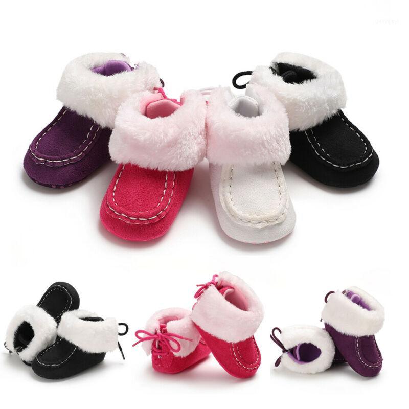 

Pudcoco Newborn Baby Toddler 2020 New Infant Newborn Baby Girls Cashmere Plush Winter Boots Bandage Warm Shoes1, Black