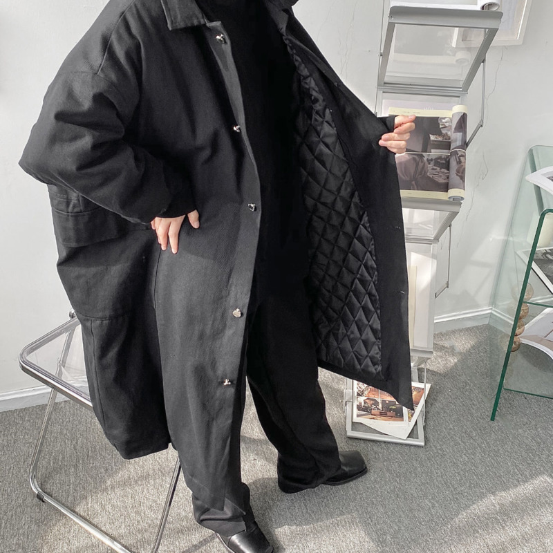 

Male Cotton 2021 Autumn and Winter New Style Niche Quilted Thick Coat Fashion Young Men's Clothes 4YMS, Black