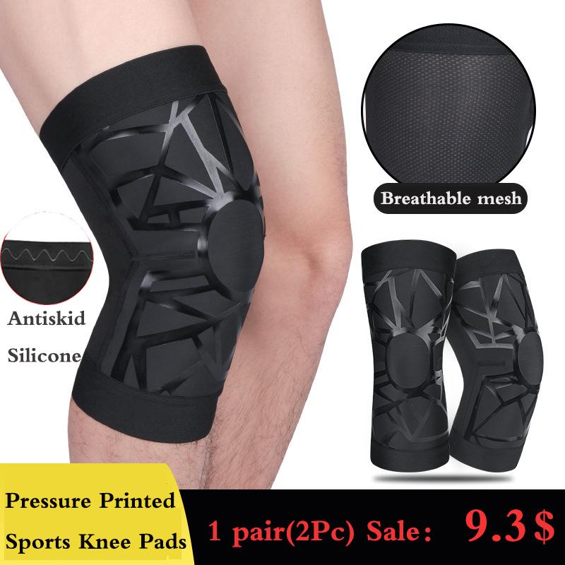 

New Knee Brace Patella Antiskid Printing Kneepads Basketball Volleyball Compression Breathability Running Support Safe Protector, Piece