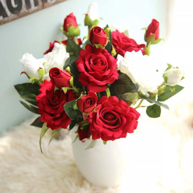 

1 Pc Mini European Wedding Silk Rose Flower Artificial Flower Bride Bouquet For Wedding Party Decoration Decorative, Color 6