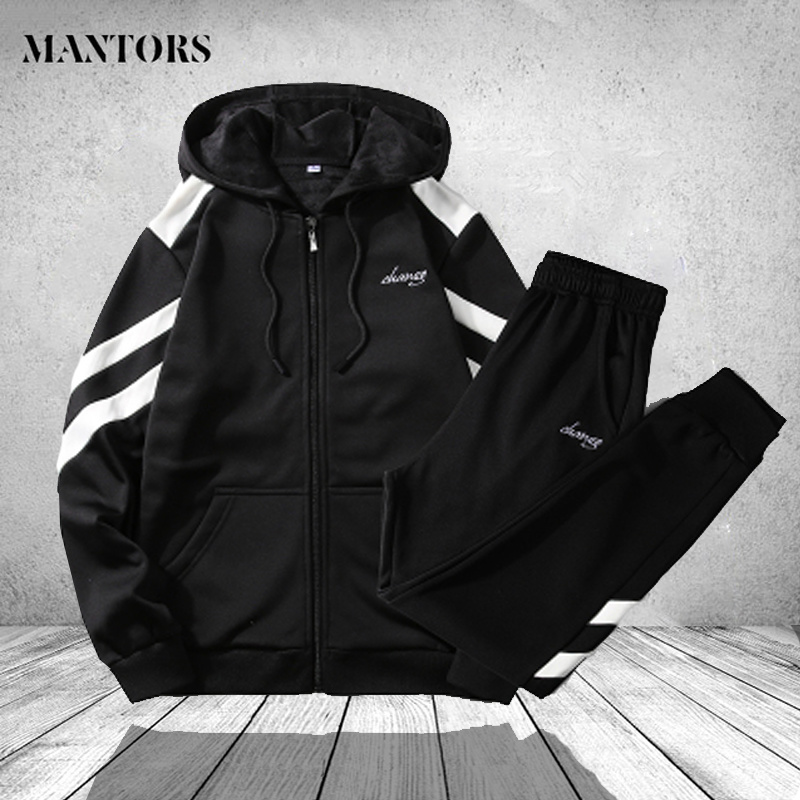 

Tracksuit Men Set Sweat Suit Sports 2020 Fitness Spring Autumn Hoodies+ Pants Casual Mens Sportswear Two Piece Pants Set 3XL, Cs1988 white