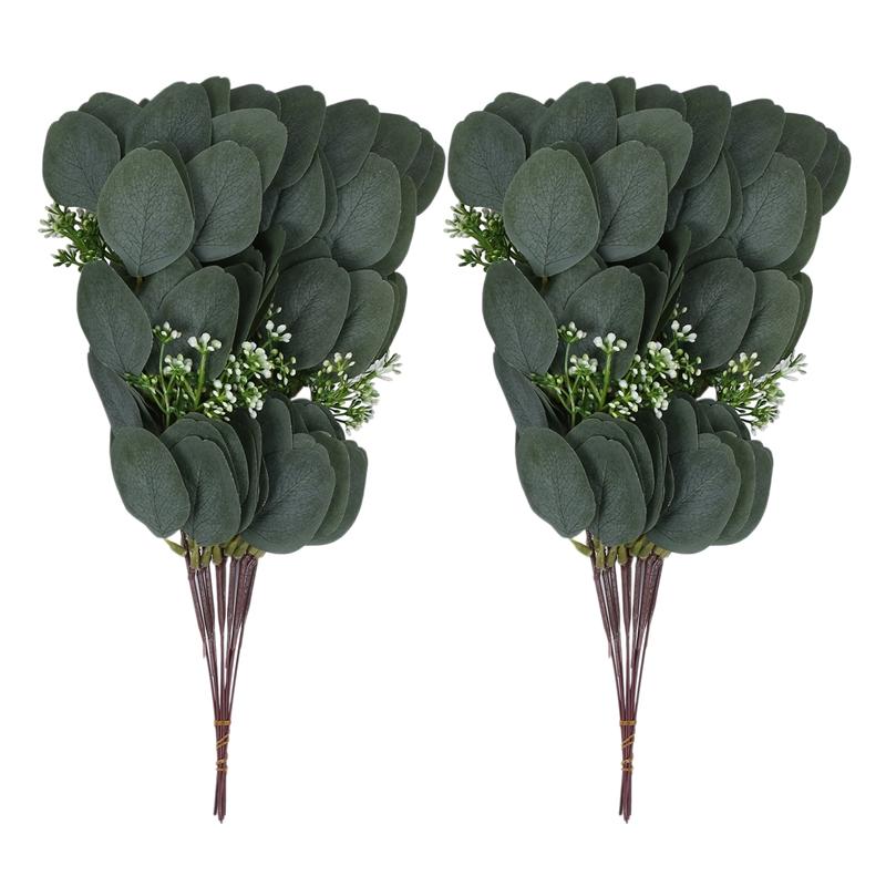 

20Pcs Artificial Eucalyptus Leaves Stems 13.7 Inches Silver Dollar Eucalyptus Plants for Floral Bouquets Wedding Decor, Green