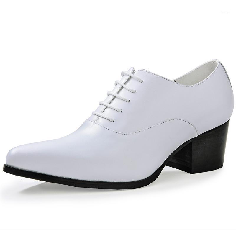 

Genuine leather pointed toe high heels fashion oxford shoes white brown black wedding dress shoes men height increase man1