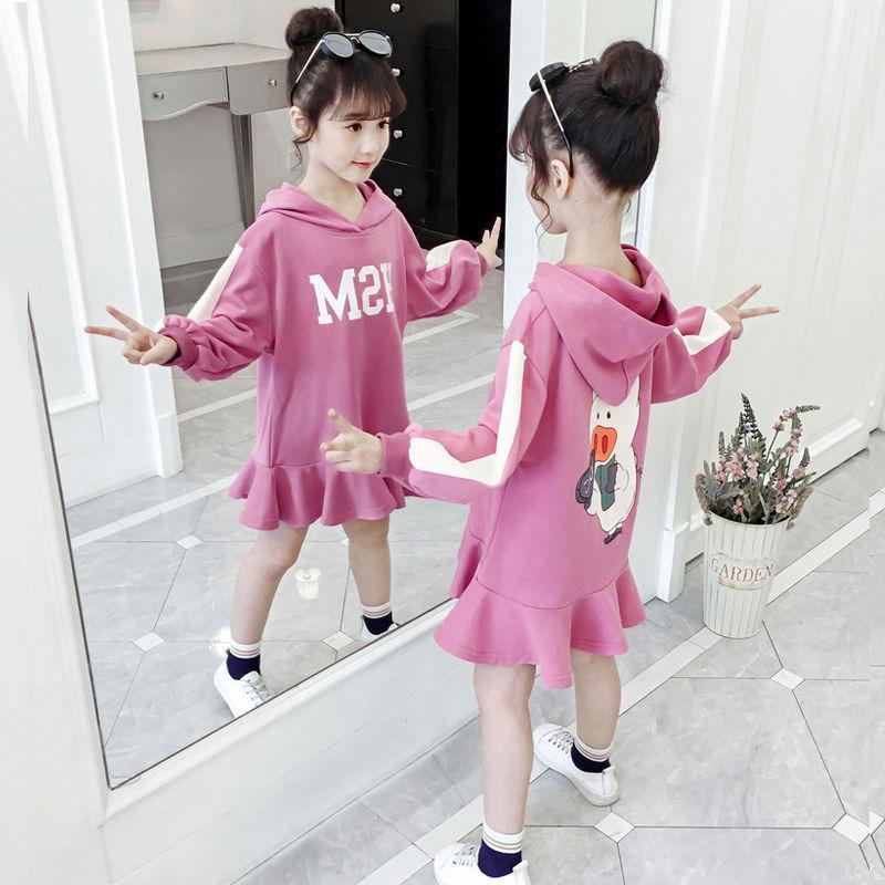 

Children Dress 2020 Autumn European and American Style Girls Pattern Pocket Long-Sleeve Dress For 3-12Y teen Clothes Kids1, Blue
