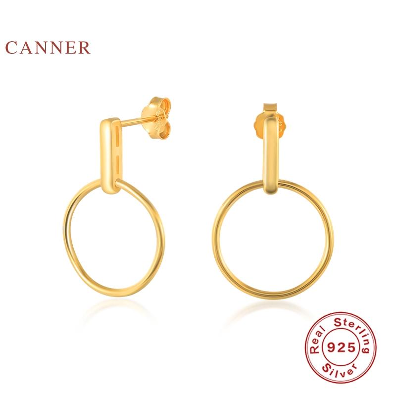 

CANNER Earrings For Women 925 Sterling Silver Pendientes Small Circles Bars Huggie Piercing Stud Earrings Zircon Jewelry Joyero