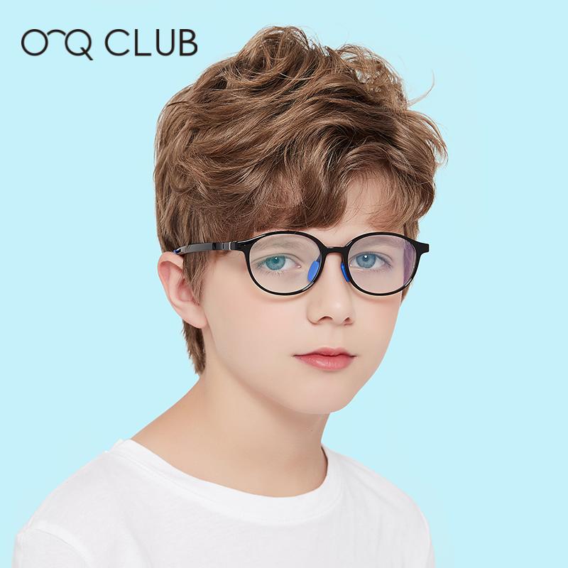 

O-Q CLUB Kids Glasses TR90 Round Flexible Eyewear Anti-Blue Light Blocking Glasses Boys Girls Myopia Prescription Eyeglasses