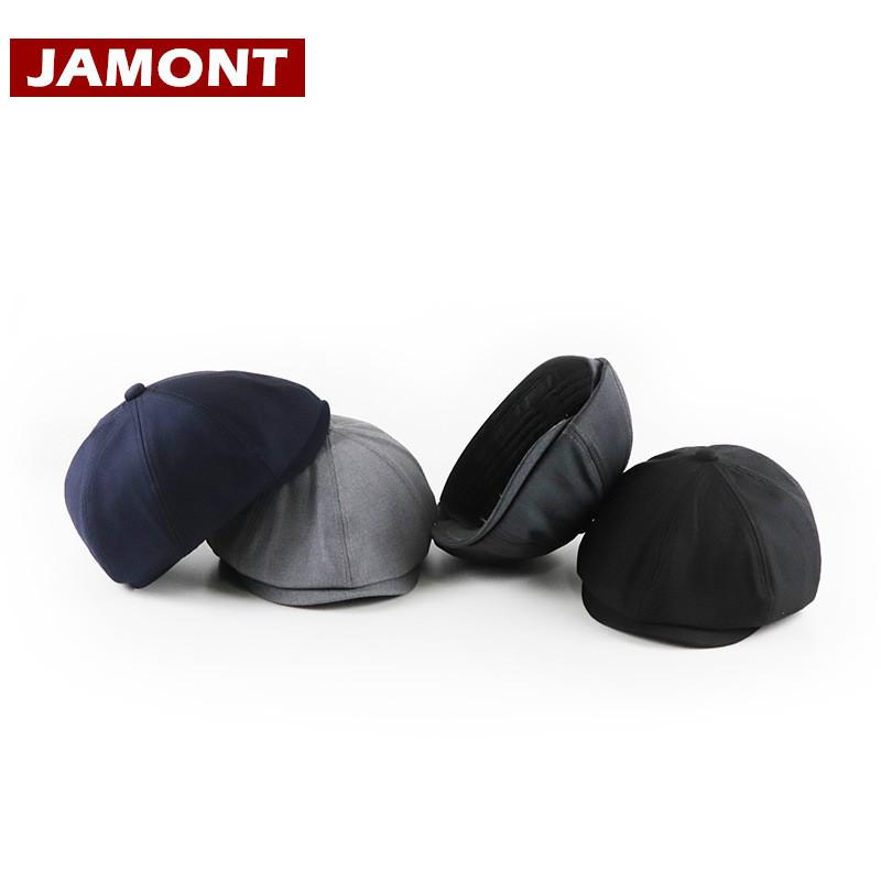 

Berets [JAMONT] Brand Beret Caps For Men Women Visor Hat Casual Flat British Style Casquette Solid Gorras, Black
