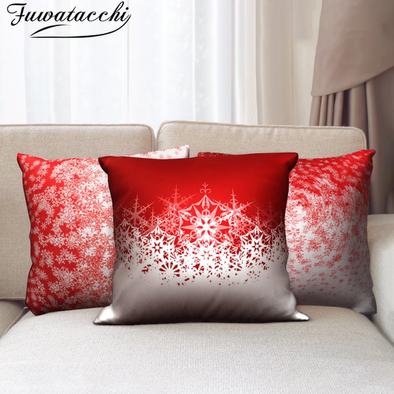 

Fuwatacchi Merry Christmas Cushion Cover Red Xmas Gift Printed Throw Pillows Covers for Home Sofa Decor Pillowcases Funda Cojin, Pcfs002903tps