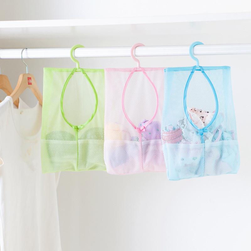 

Multi-Function Space Saving Hanging Mesh Bag Hook Cloth Organizer for Wardrobe, Blue