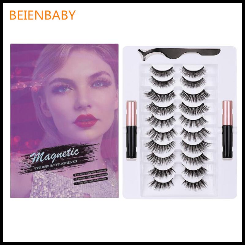 

3D Handmake Magnetic Eyelashes 3/5/7/10 Pairs Magnetic Eyelashs set Magnet Liquid Eyeliner Lashes Tweezer Waterproof Lo