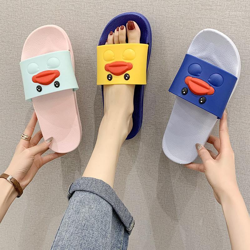

Cute slippers female summer indoor soft bottom that occupy the home bathroom anti-skid girl heart cool slippers male duck mouth1, Blue